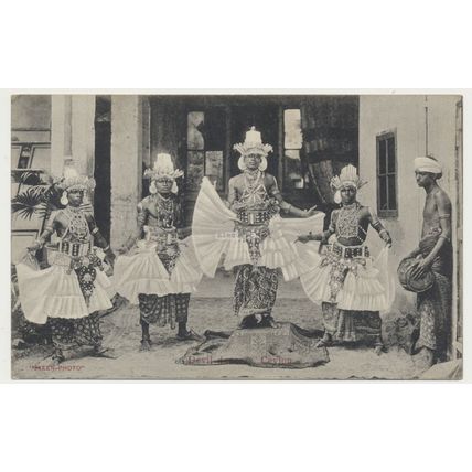 Sri Lanka Ceylon Kandyan Devil Dancers RPPC Early 20th C. Skeen photo