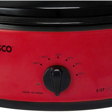 NESCO 4816-12, Roaster Oven with Porcelain Cookwell, Red, 6 Quart, 750 Watts