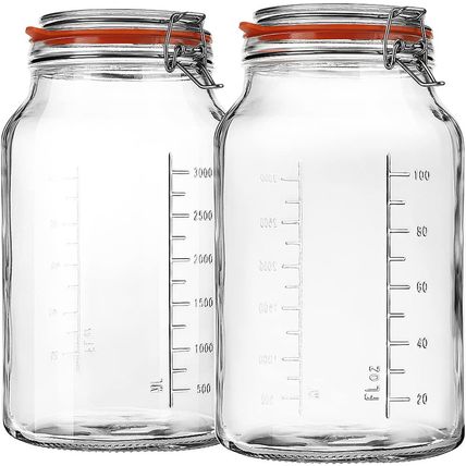 Super Wide-Mouth Glass Jars with Hinged Lids, 1-Gallon (4100 ML) Leak Proof Glas