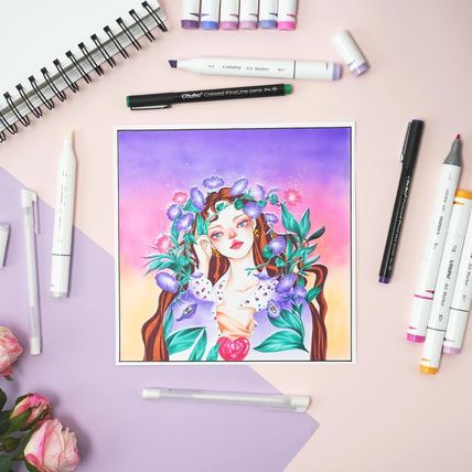 Ohuhu Alcohol Based Art Markers - Double Tipped Coloring Marker Set for Adults C