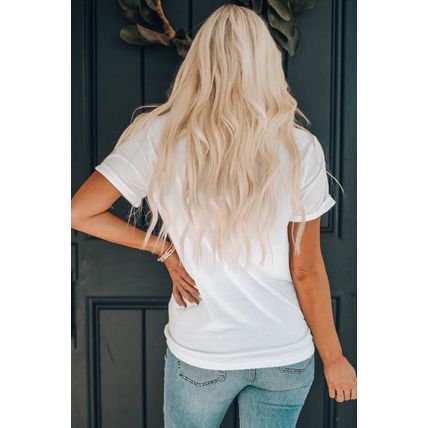 White FALL BEAUTIFUL Leopard Print Short Sleeve T Shirt