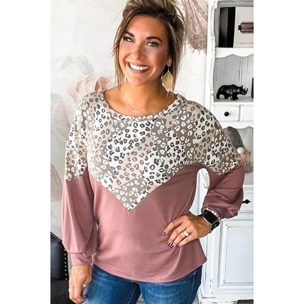 Leopard Animal Print Patchwork Top