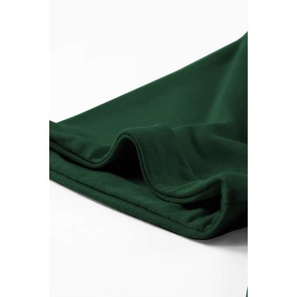 Green Casual Plain Crew Neck Tee