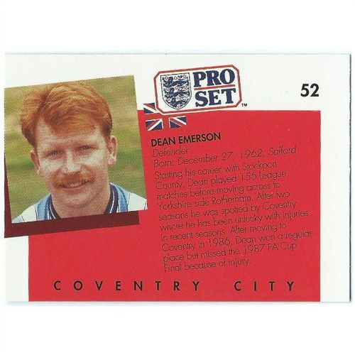 1990/1991 Pro Set Footbal - #52 - Dean Emerson