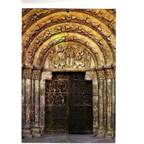 Colour Postcard - Romanesque Door, San Miguel, Estella, Spain