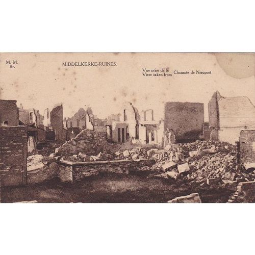Middelkerke Ruines View Taken From Chaussee De Nieuport War Damage Postcard