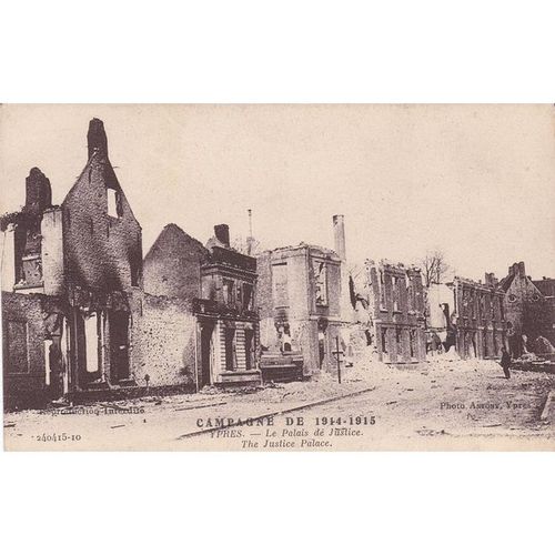 The Justice Palace Ypres War Damage Postcard (WD132)