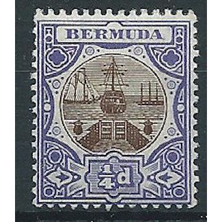 Bermuda 1908 SG34 1/4d Brown & Violet Mounted Mint . ..
