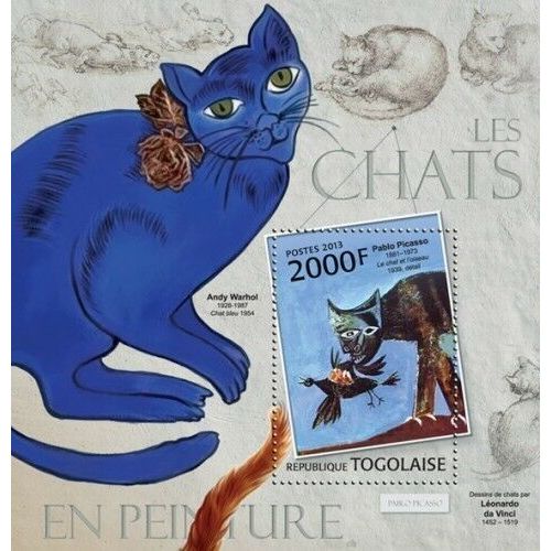 TOGO 2013 SHEET MNH GATOS ARTE PINTURAS CATS ART PAINTINGS PEINTURES CHATS 1A