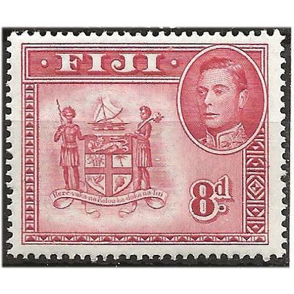 Fiji 1948 SG261c 8d Carmine Mounted Mint . .. .