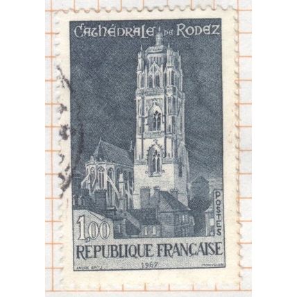 France 1967 - SG1760 - 1f blue - Rodez Cathedral - used 2