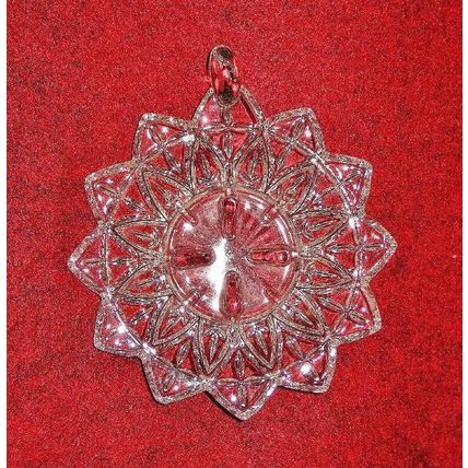 Crystal Candle Holder Art Glass Clear Tab Handle Sunflower Star Burst