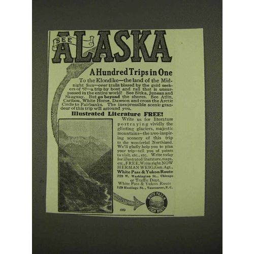 1913 White Pass & Yukon Route Railroad Ad - Alaska