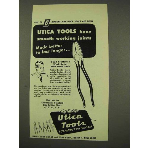 1949 Utica Tools Electricians Side Cutting Pliers Ad
