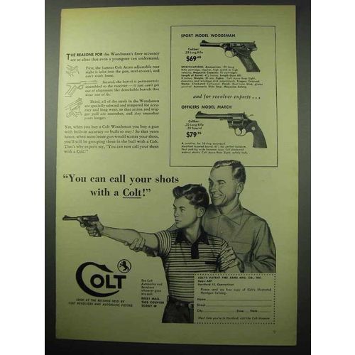 1956 Colt Gun Ad - Sport Model Woodsman, Officers Model