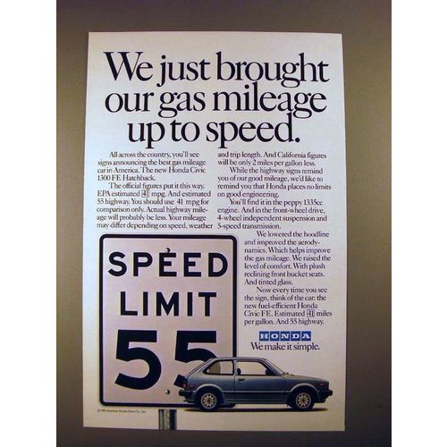 1982 Honda Civic 1300 FE Hatchback Car Ad - Up to Speed