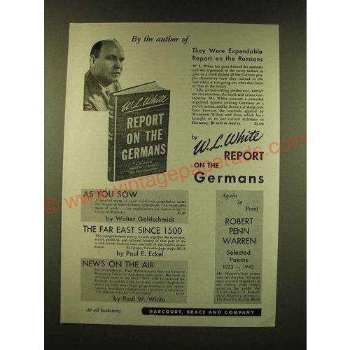 1947 Harcourt, Brace and Company Ad - By the author of They were Expendable