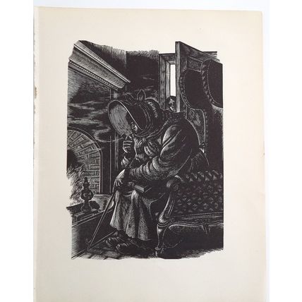 Antique Fritz Eichenberg Engraving Print Jane Eyre Bronte Art Decor Old Crone