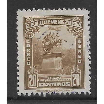 VENEZUELA 1940 STATUE OF BOLIVAR AT CARCACAS 20c BROWN SG 630 FINE USED#