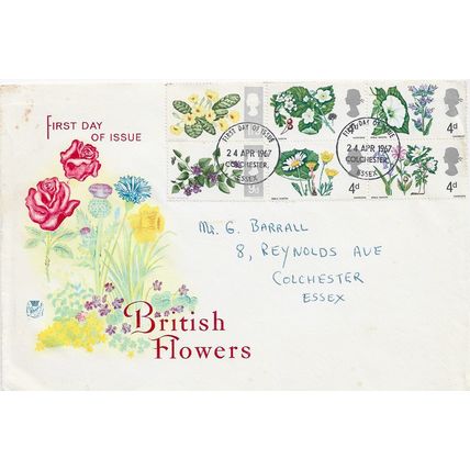 GB 1967 British Flowers set FDC Colchester pm