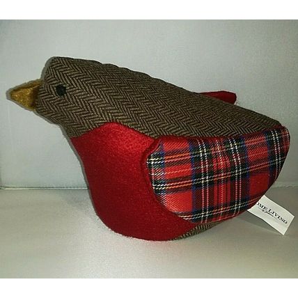 DOORSTOP, ROBIN RED BREAST TARTAN DOORSTOP, Finest Quality, Heavily Weighted.