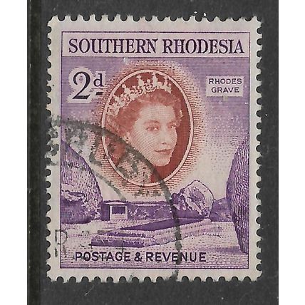 SOUTHERN RHODSIA 1953 QUEEN ELIZABETH II 2d RHODES GRAVE SG 80 FINE USED#