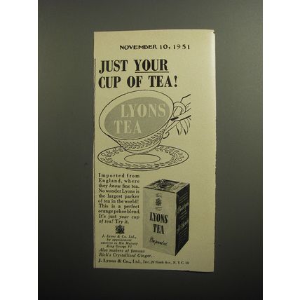 1951 Lyons Tea Ad - Just your cup of tea!