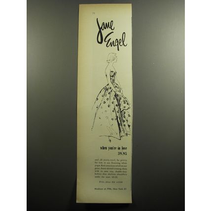 1951 Jane Engel Dress Ad - When you're in love