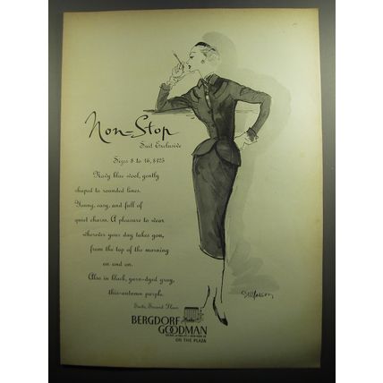1951 Bergdorf Goodman Suit Ad - Non-Stop Suit Exclusive