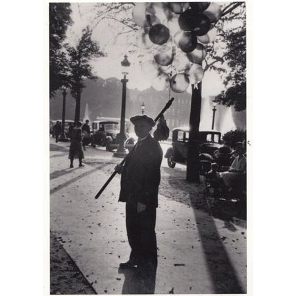 1950s Paris French Balloon Seller Street Vendor Biggles Glasses Photo Postcard