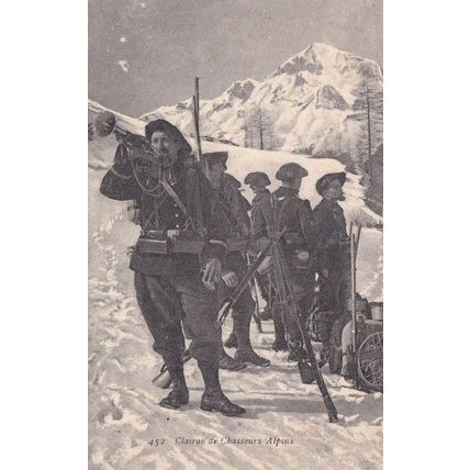 Clairon De Chasseurs Alpes Military Musicians On Mountain Old French Postcard