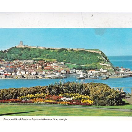 Scarborough Castle and South Bay Postcard posted 1989 VGC