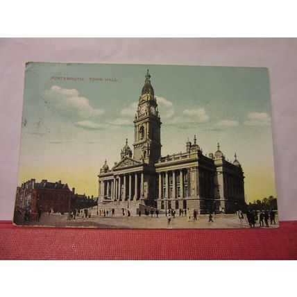 TOWN HALL, PORTSMOUTH HAMPSHIRE used antique postcard c.1910 pm =