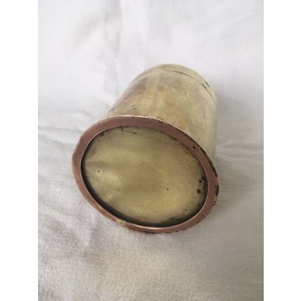Vintage Solid Brass Lidded Canister Or Caddy Storage Jar Ammunition Appearance