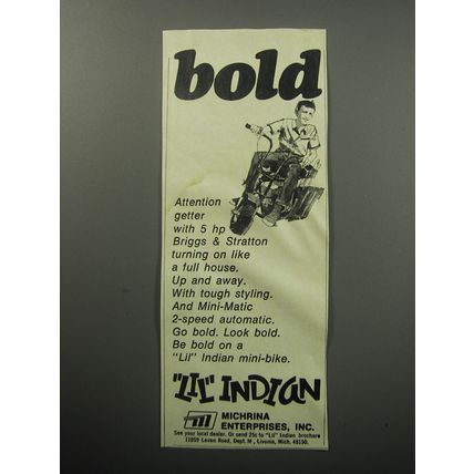 1969 Michrina Lil Indian Mini Bikes Advertisement - Bold