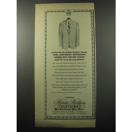 1955 Brooks Brothers Clothing Ad - No one else has