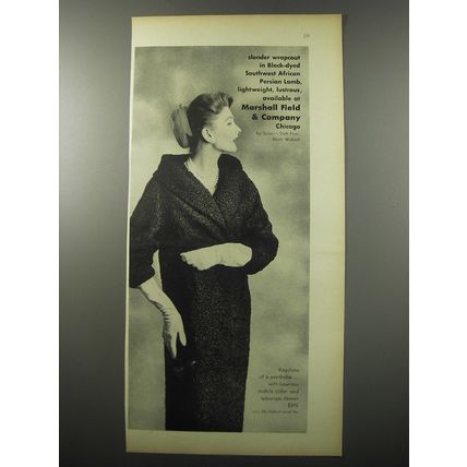 1955 Marshall Field & Company Fur Coats Ad - Slender wrapcoat