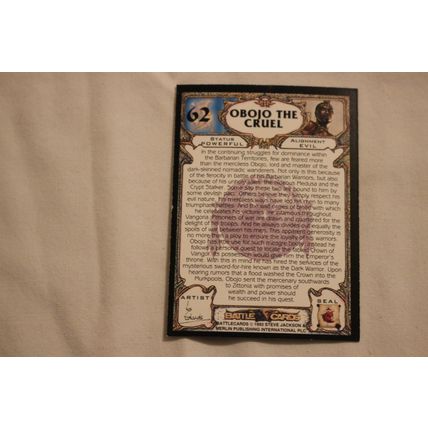 Objo The Cruel 1993 Merlin Battle Cards NO. 62