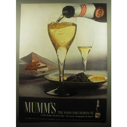 1959 Mumm's Champagne Ad - Mumm's the word for Champagne