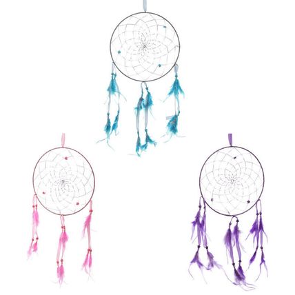 Beautiful Feathered Dream Catchers with Star Beads Pink Blue Purple Dreamcatcher