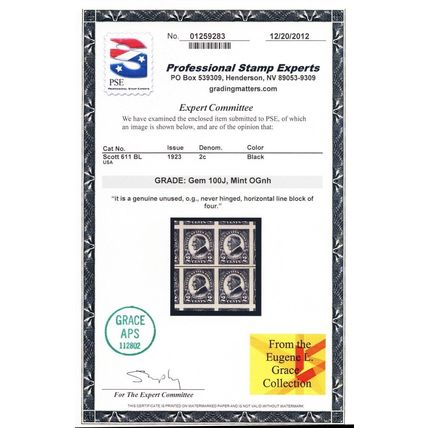 611, MNH 2¢ Superb JUMBO Line Block - PSE Graded 100J * Stuart Katz
