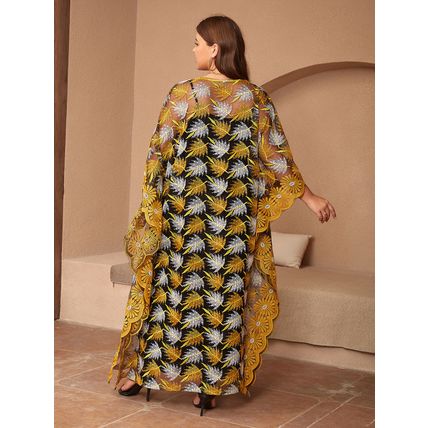 Plus Size clothing lace embroidered long dress African women's two-piece set