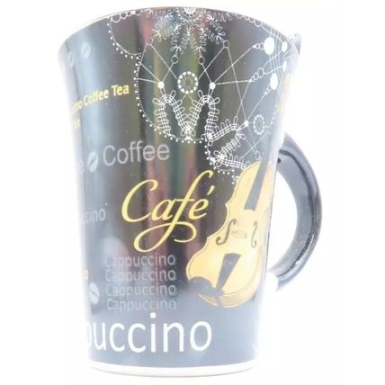 Cappuccino Mug with Spoon Ceramic with Violin Detail 11 CM Gift Home Decor