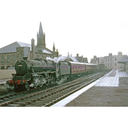 pu3449 - Steam Engine No.45483 leaves Lanark Station, Lanarkshire - print 6x4