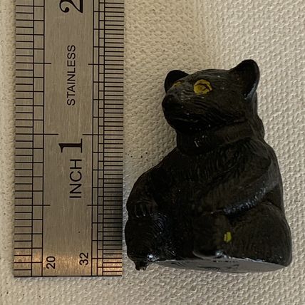 Vintage Black Forest Bear W Yellow Eyes Plastic Figure Toy JC Hong Kong 1 3/8"