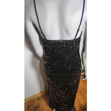 Long Black Sequin Dress With Leg Opening On One Side Women's Size Small Sexy
