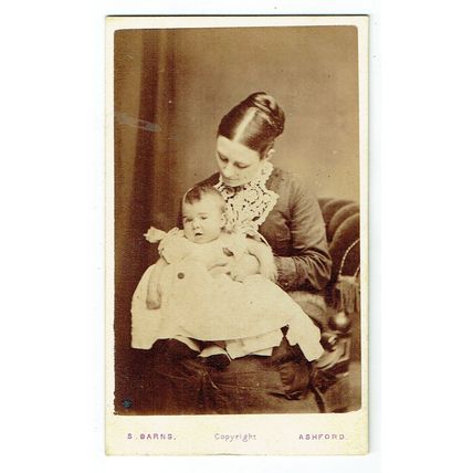 Victorian cdv photo woman holding baby Ashford photographer