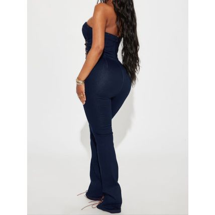 Lace Up Detail Denim Jumpsuit