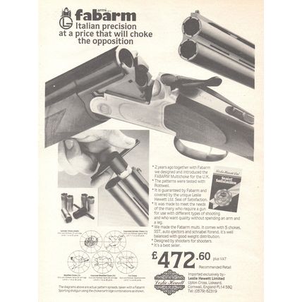 FABARM ITALIAN SHOTGUN :- Original Vintage 1986 Magazine Advert