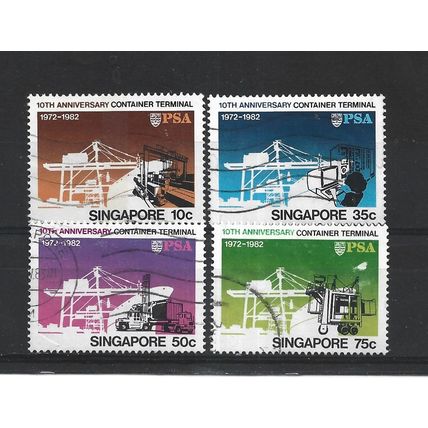 Singapore.10th Anniversary of Container Terminal set of 4.Fine Used.Jul25